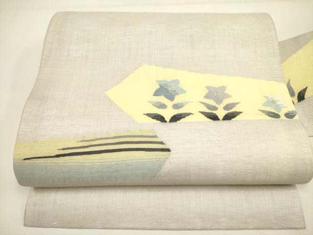 平和屋着物*夏物 九寸名古屋帯 すくい織 草花 金糸 正絹 逸品 DAAY2929op