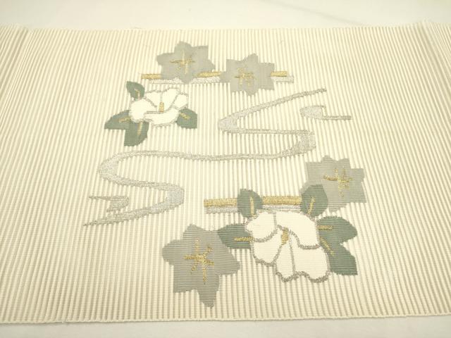 平和屋着物*夏物 絽綴れ 八寸名古屋帯 草花文 金銀糸 正絹 逸品 DAAY2943op