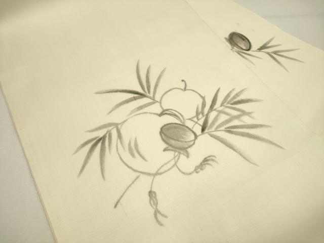 平和屋着物*夏物 九寸名古屋帯 作家物 手描き 草葉文 正絹 逸品 DAAY2949op