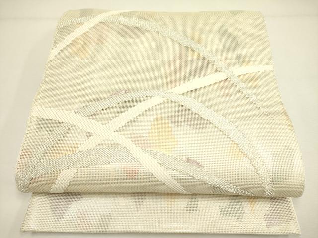 平和屋着物*夏物 六通柄袋帯 芝 銀糸 正絹 逸品 DAAY2955op