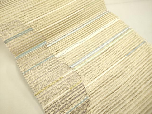 平和屋着物*夏物 絽綴れ 八寸名古屋帯 横段文 金銀糸 正絹 逸品 DAAY2966op