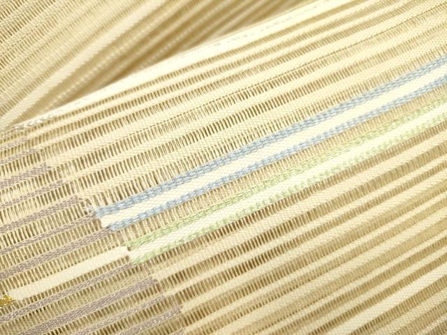 平和屋着物*夏物 絽綴れ 八寸名古屋帯 横段文 金銀糸 正絹 逸品 DAAY2966op