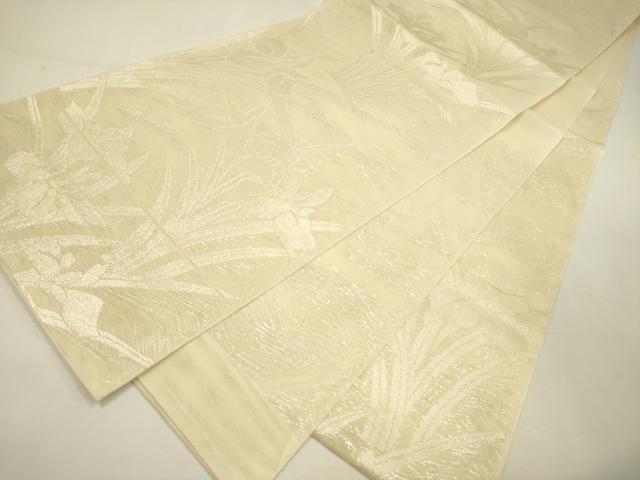 平和屋着物*夏物 六通柄袋帯 杜若 カキツバタ 銀糸 正絹 逸品 DAAY2990op