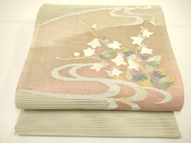 平和屋着物*夏物 絽綴れ 八寸名古屋帯 草花 金銀糸 正絹 逸品 DAAY2994op