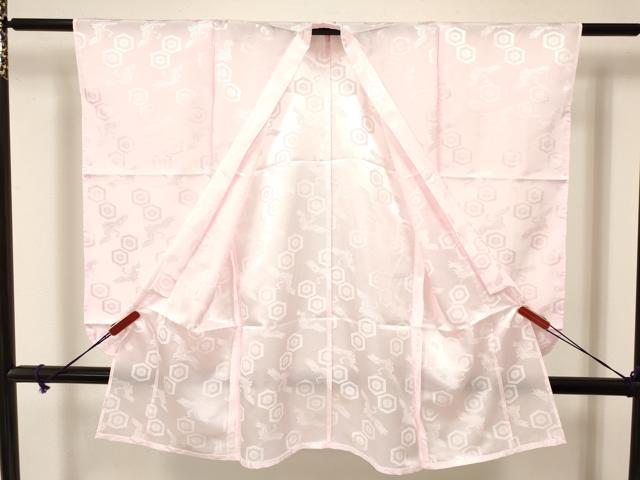 平和屋着物●女の子 子供 長襦袢 単衣 飛鶴亀甲花地紋 洗える着物 新品 DAAY3016ma