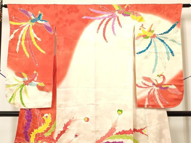平和屋着物∵女の子 十三参り 子供 祝着 駒刺繍 鳳凰 暈し染め 金彩 逸品 DAAY3503ma