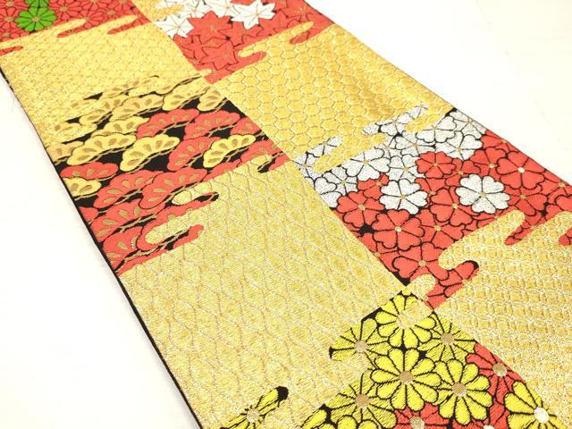 平和屋着物∵子供 女の子 全通柄袋帯 エ霞楓菊松文 金銀糸 逸品 DAAY3511ma