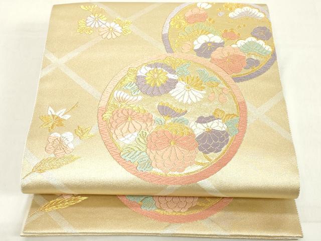 平和屋着物◎六通柄袋帯 唐織 秀華薫彩文 金糸 正絹 逸品 DAAY3606cd