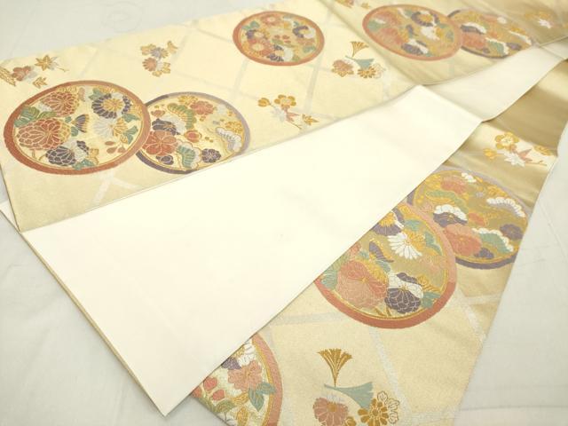 平和屋着物◎六通柄袋帯 唐織 秀華薫彩文 金糸 正絹 逸品 DAAY3606cd