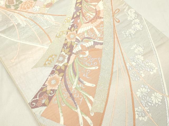 平和屋着物◎六通柄袋帯 唐織 尾長鳥花文 金銀糸 正絹 逸品 DAAY3637cd