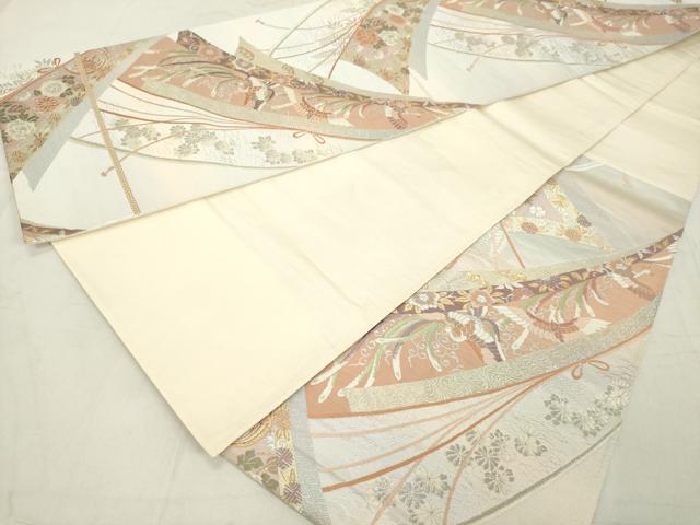 平和屋着物◎六通柄袋帯 唐織 尾長鳥花文 金銀糸 正絹 逸品 DAAY3637cd