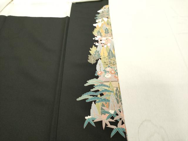 平和屋着物■豪華黒留袖 作家物 風景文 松竹梅 暈し染め 金彩 正絹 逸品 DAAY3729cd