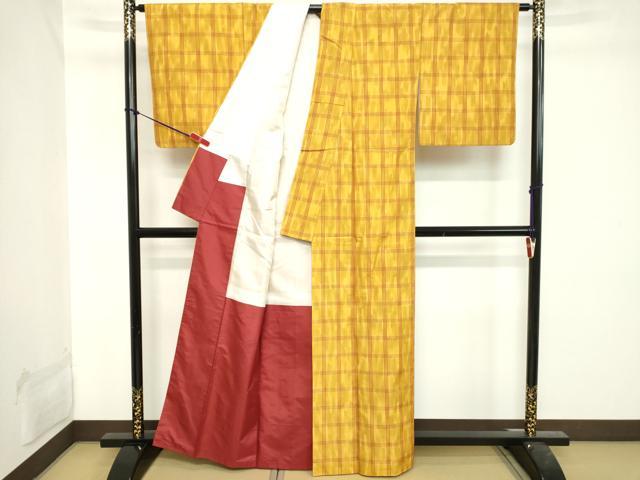 平和屋着物■上質な紬 格子 正絹 逸品 DAAY3830cd