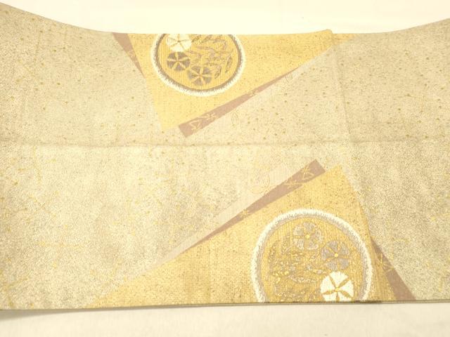 平和屋着物◎太鼓柄袋帯 色紙花丸文 金糸 正絹 逸品 DAAY4021jm