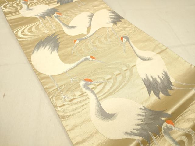 平和屋着物◎六通柄袋帯 群鶴文 金糸 正絹 逸品 DAAY4039jm