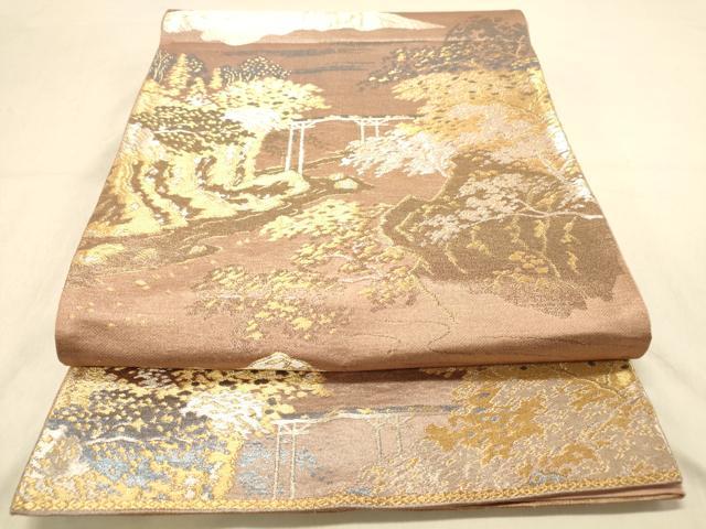 平和屋着物◎六通柄袋帯 風景文 金銀糸 正絹 逸品 DAAY4086jm