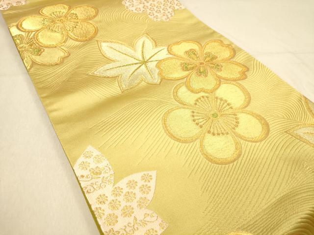 平和屋着物◎六通柄袋帯 立波舞花文 金糸 正絹 逸品 DAAY4243jm