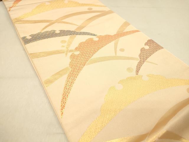 平和屋着物◎六通柄 本袋帯 雪芝露芝文 金糸 正絹 逸品 DAAY4303jm
