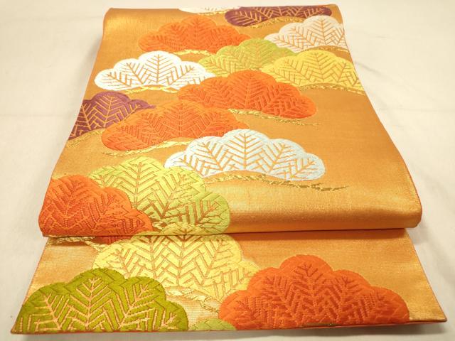 平和屋着物◎六通柄袋帯 唐織 松文 金糸 正絹 逸品 DAAY4310jm