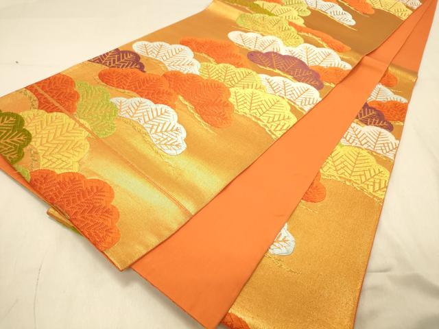 平和屋着物◎六通柄袋帯 唐織 松文 金糸 正絹 逸品 DAAY4310jm
