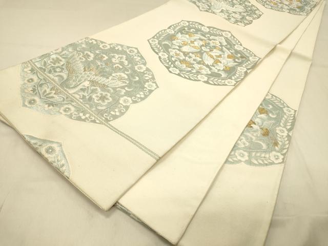 平和屋着物◎六通柄袋帯 唐織 更紗双鳥花文 金銀糸 正絹 逸品 DAAY4323jm