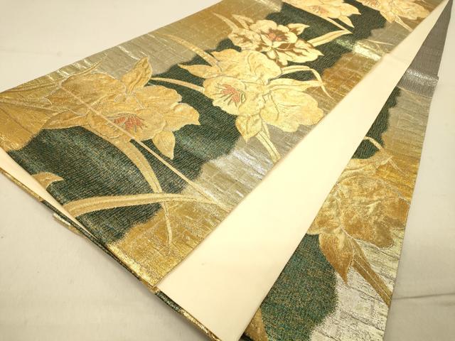 平和屋着物◎六通柄袋帯 草花文 金糸 正絹 逸品 DAAY4386jm
