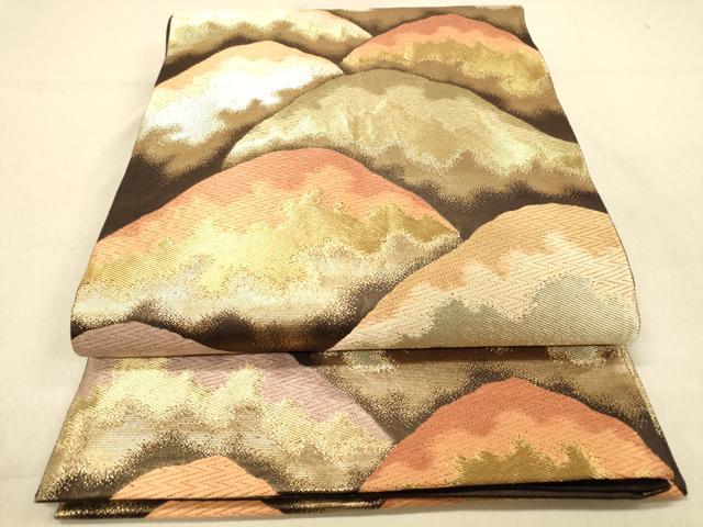 平和屋着物◎六通柄袋帯 唐織 重山 金糸 正絹 逸品 DAAY4395jm