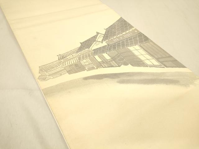 平和屋着物◎六通柄袋帯 手描き 風景文 正絹 逸品 DAAY4412jm