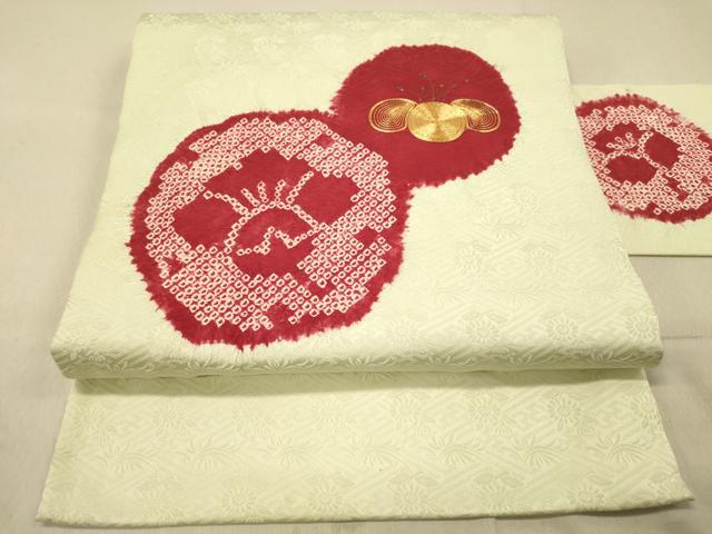 平和屋着物◎九寸名古屋帯 絞り 駒刺繍 舞花文 正絹 逸品 DAAY4416jm
