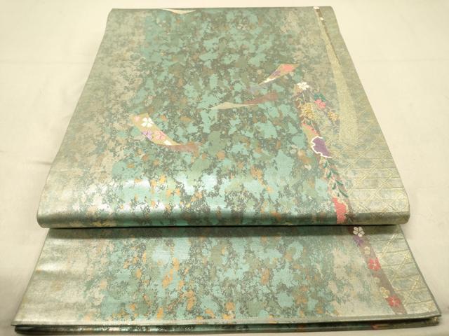 平和屋着物◎六通柄袋帯 唐織 短冊雪輪花文 金糸 引箔 正絹 逸品 DAAY4452jm