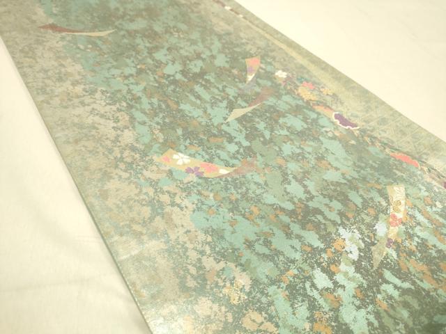 平和屋着物◎六通柄袋帯 唐織 短冊雪輪花文 金糸 引箔 正絹 逸品 DAAY4452jm