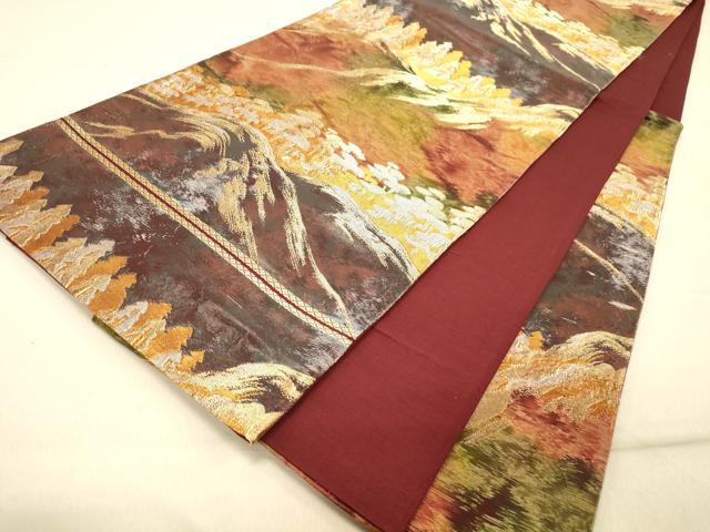 平和屋着物◎六通柄袋帯 遠山風景樹林文 金銀糸 正絹 逸品 DAAY4495jm