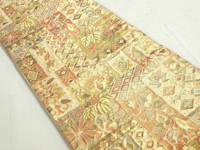 平和屋着物◎佐賀錦 六通柄袋帯 更紗花文 金糸 正絹 逸品 DAAY4529qa