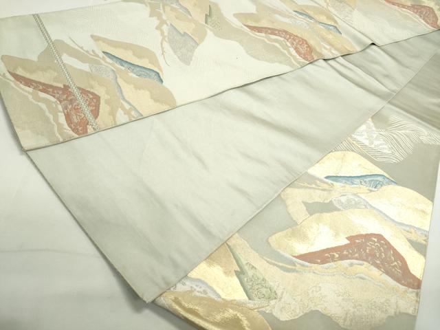 平和屋着物◎六通柄袋帯 道長花文 金銀糸 正絹 逸品 DAAY4534qa