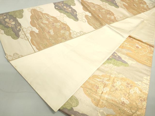 平和屋着物◎六通柄袋帯 花鳥枝梅文 金糸 正絹 逸品 DAAY4539qa