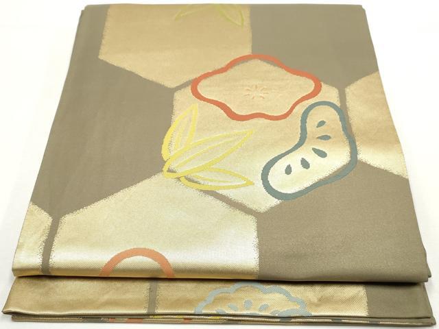 平和屋着物◎六通柄袋帯 亀甲文 松竹梅 金糸 正絹 逸品 DAAY4614qa