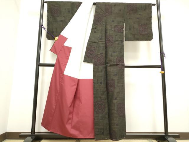 平和屋着物■上質な紬 幾何学文 正絹 逸品 DAAY4866qa