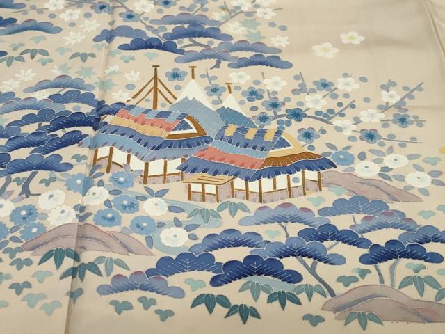 平和屋着物●本加賀友禅作家 金津五雄 色留袖 風景草花文 正絹 逸品 DAAY5031ud