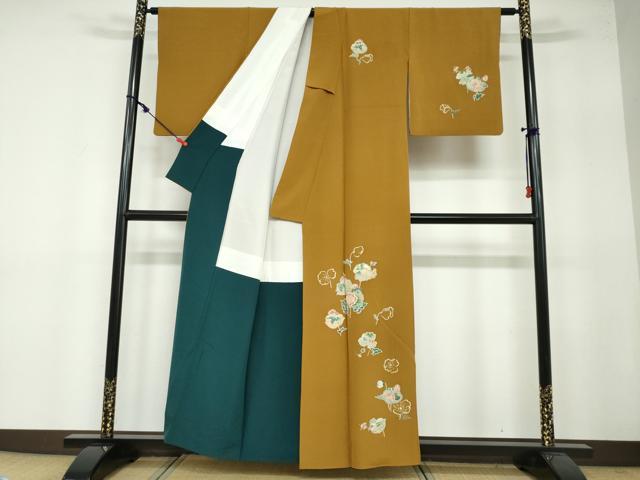 平和屋着物●訪問着 作家物 草花文 金彩 正絹 逸品 DAAY5040ud