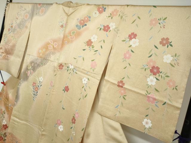 平和屋着物●訪問着 駒刺繍 流水鴛鴦草花文 暈し染め 金彩 正絹 逸品 DAAY5066ud