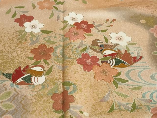 平和屋着物●訪問着 駒刺繍 流水鴛鴦草花文 暈し染め 金彩 正絹 逸品 DAAY5066ud