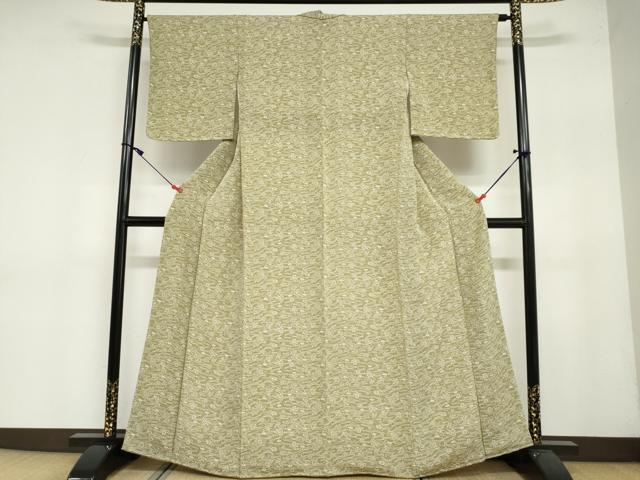 平和屋着物●上質な小紋 扇面草花文 鬼しぼ縮緬 正絹 逸品 未使用 DAAY5068ud