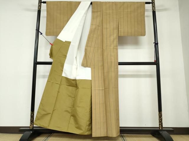 平和屋着物●上質な紬 変わり縞 正絹 逸品 DAAY5134ud