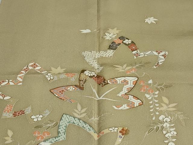 平和屋着物●訪問着 駒刺繍 草花文 正絹 逸品 DAAY5138ud