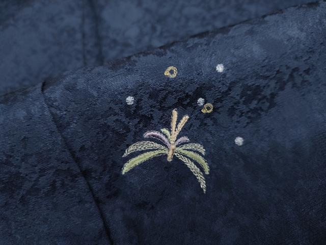 平和屋着物●上質な小紋 総刺繍 舞葉文 金銀糸 正絹 逸品 DAAY5146ud