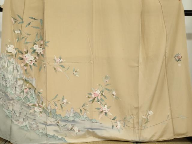 平和屋着物●訪問着 友禅 作家物 渡橋風景草花文 暈し染め 正絹 逸品 DAAY5153ud