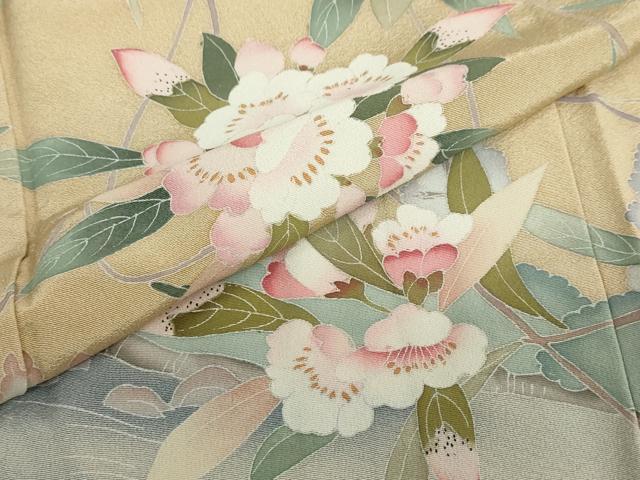 平和屋着物●訪問着 友禅 作家物 渡橋風景草花文 暈し染め 正絹 逸品 DAAY5153ud