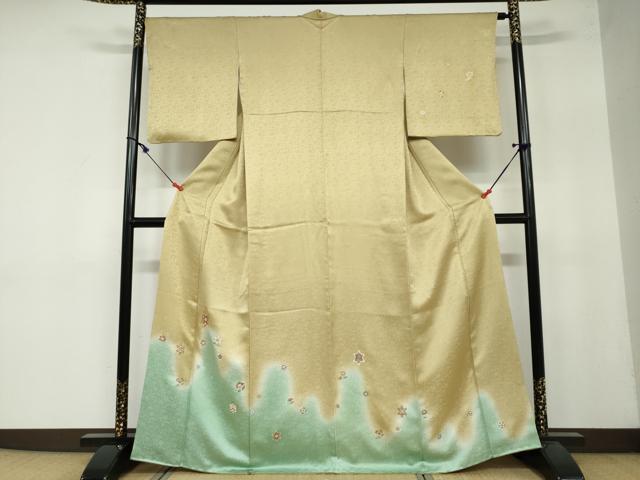 平和屋着物●訪問着 駒刺繍 抽象草花文 暈し染め 金彩 正絹 逸品 DAAY5174ud