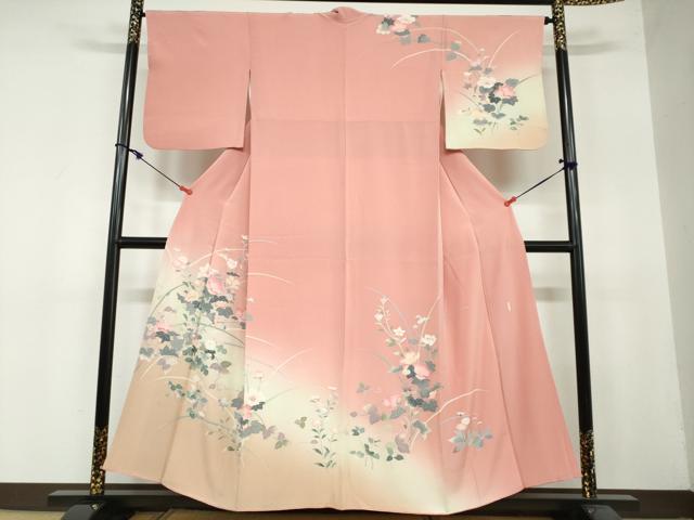 平和屋着物●訪問着 友禅 作家物 草花文 暈し染め 正絹 逸品 DAAY5221ud
