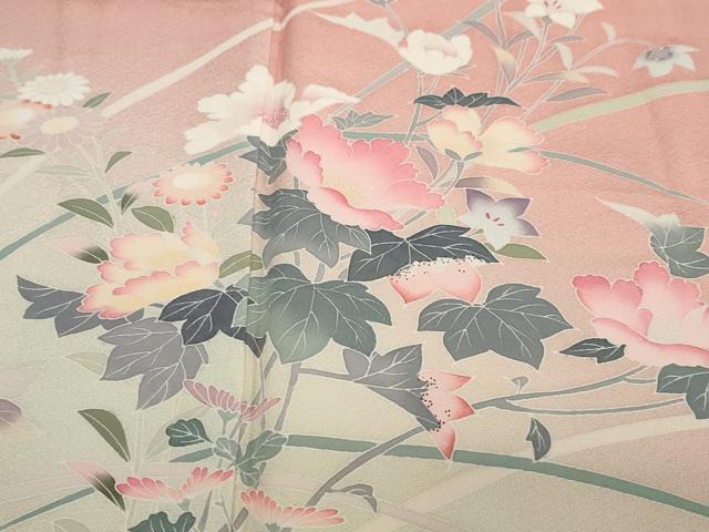 平和屋着物●訪問着 友禅 作家物 草花文 暈し染め 正絹 逸品 DAAY5221ud